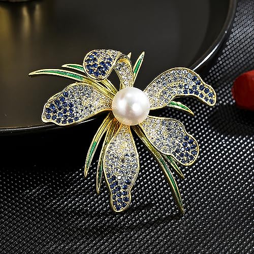 Brooches and Pins for Women Elegant Flower Pearl Brooches Costume Broches Jewelry Lady Christmas Pin for Women - style: Magnolia Flower