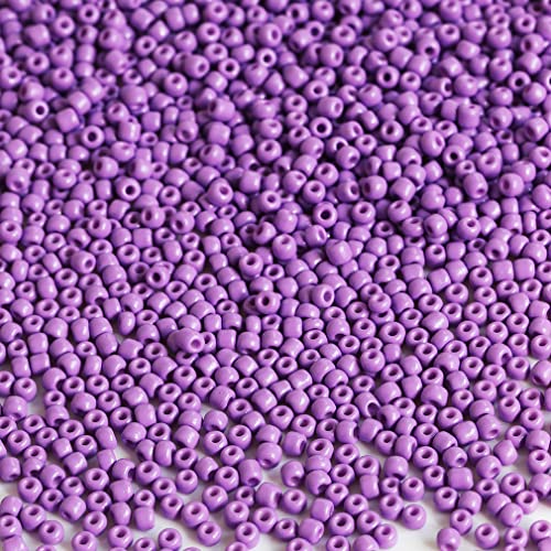 Bala&Fillic Purple Color 3mm Seed Beads About 3600pcs/100Grams in Bag, 8/0 Glass Craft Beads for Making Bracelet and Necklace (Purple) - color: Purple