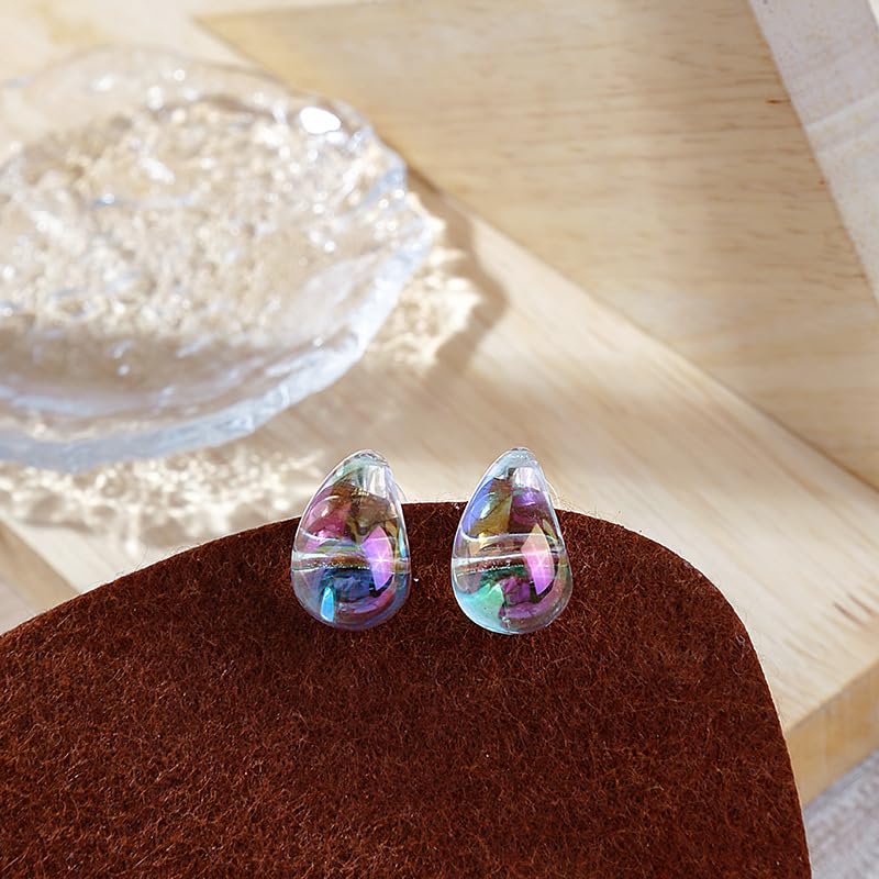 Acrylic Transparent Hoop Earrings Minimalist Resin Earrings Geometric Statement Earrings for Women - color: teardrop