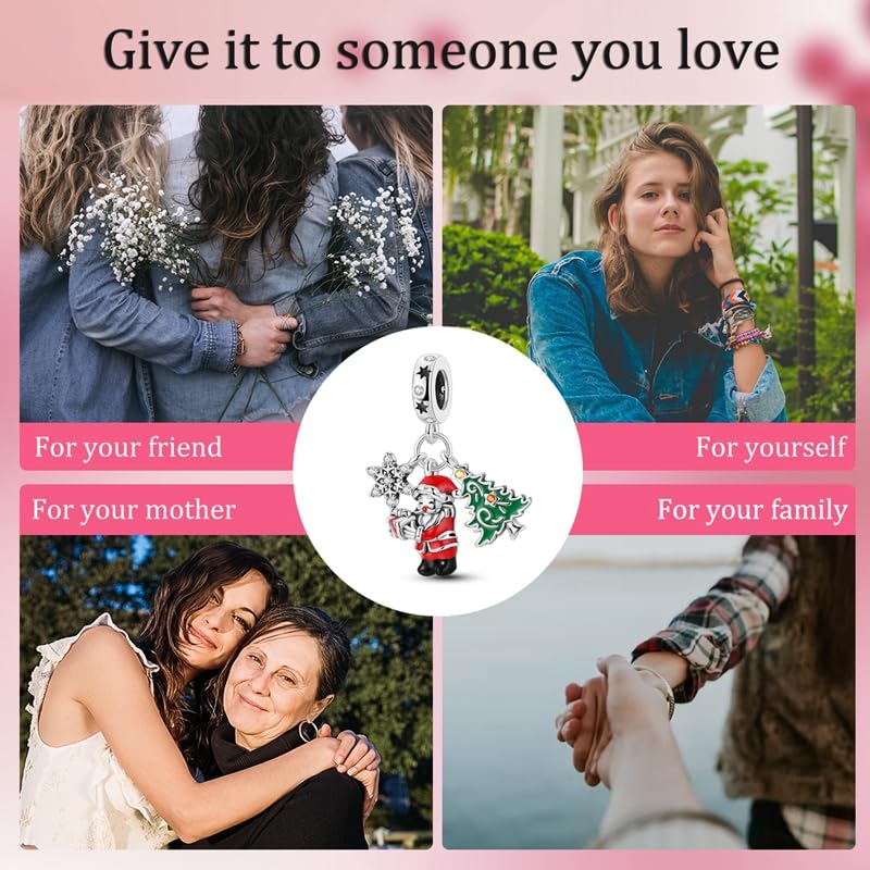 CYCUFF 925 Sterling Silver Charms Suitable for Charm Necklaces, Bracelet Pendants Beads Jewellery Gift for Women - color: Christmas Gift Charms