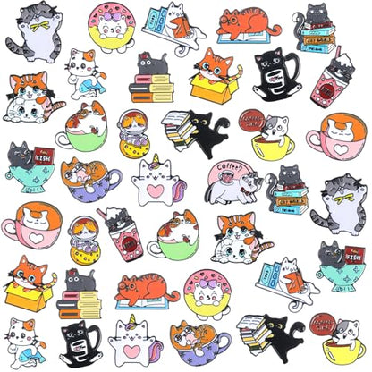 40 Pcs Cat Enamel Pins for Backpacks Christmas Party Gifts for Cat Lovers Funny Cats Lapel Pins Lovely Cute Brooch Gifts for People Who Love Cats Clothes Bags Accessories - style: Cat Theme