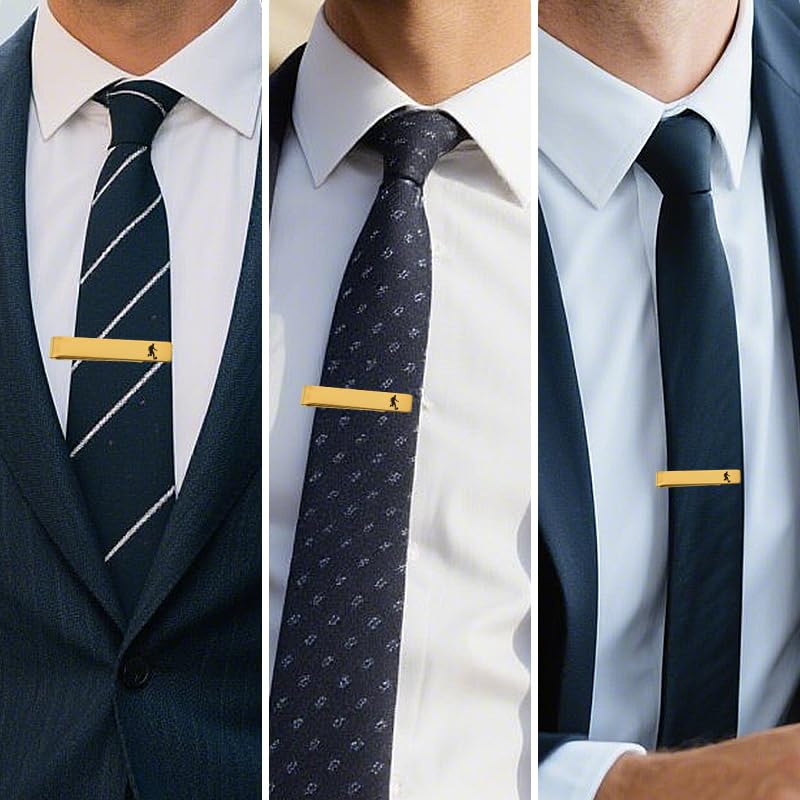 Mens Airplane Tie Clip for Boyfriend Husband Son Flight Attendant Accessories for Men - style: Gold Football