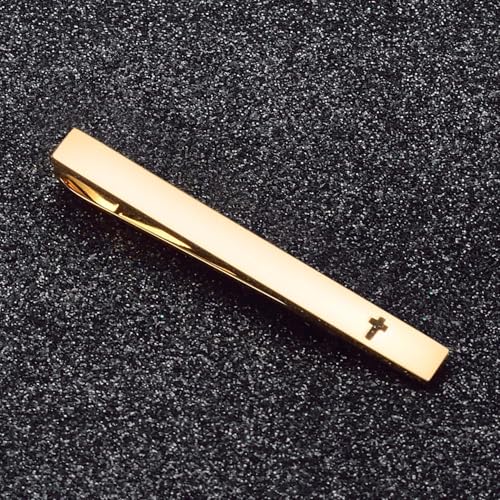 Unique Cross Tie Clips For Men Silver Black Gold Religious Christian Tie Clips For Men's Tie Accessories - style: gold cross tie clip