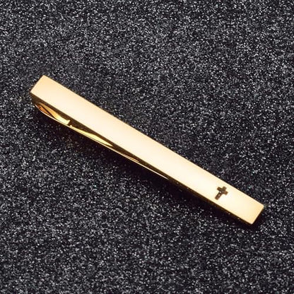 Unique Cross Tie Clips For Men Silver Black Gold Religious Christian Tie Clips For Men's Tie Accessories - style: gold cross tie clip