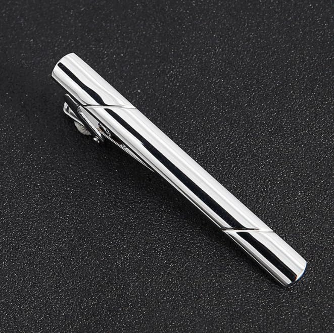 Tie Clips for Men, Men's Tie Clip Stainless Steel Metal Simple Necktie Tie Bar Clasp Clip For Business Wedding and Daily Life (Silvery)