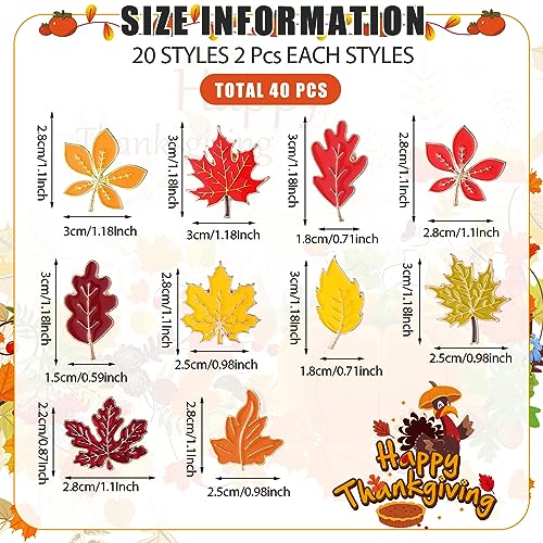 Giegxin 40 Pcs Maple Leaf Enamel Pins Bulk Fall Lapel Pins for Backpacks Autumn Maple Leaf Brooches for Clothes Bags Hats Accessories Gifts - style: Leaves