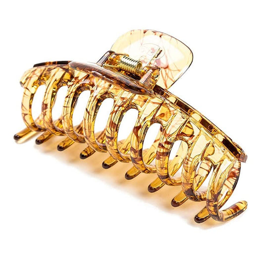 4.3" Jelly Color Hair Claw Clip-Drawing Process Acrylic Strong Holding Power Hair Clips Hairgrip for Women and Girls Hair Barrettes for Medium or Long Hair (Champaign Gold) - color: Champaign Gold