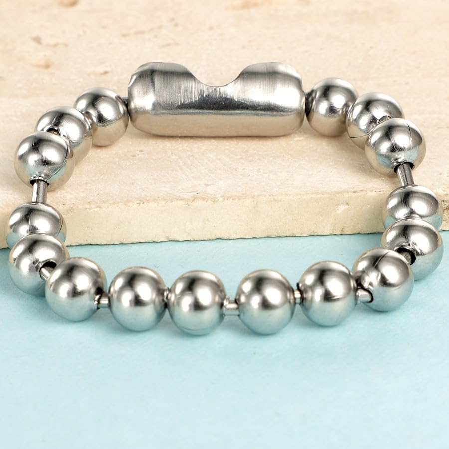 Jude Jewelers Stainless Steel 8mm Beads Chain Strand Bracelet - color: Silver