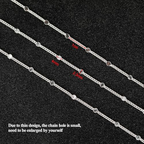UMAOKANG 32.8 Feet Silver Chain for Women Necklace Bracelet DIY Jewelry Supplies Twist Curb Embossed Sequin Silver Plated Brass Chain Roll - color: Silver Embossed Sequin