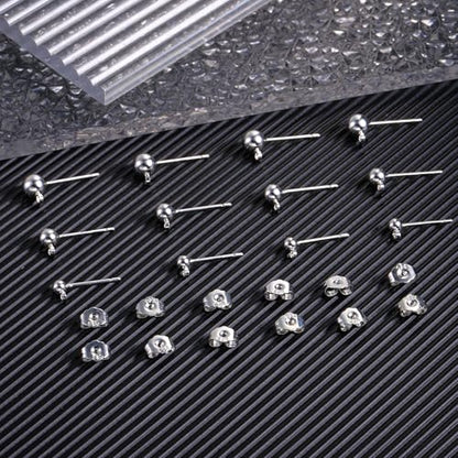 925 Sterling Silver Earrings Making Posts Ball Studs with Loop Ear Backs | Hypoallergenic 3/4/5mm Ball/Flat Stud Post Replace Butterfly Ear Backs for Dangle Charm Pendant Earring Jewelry Making Set - color: Ball_Silver