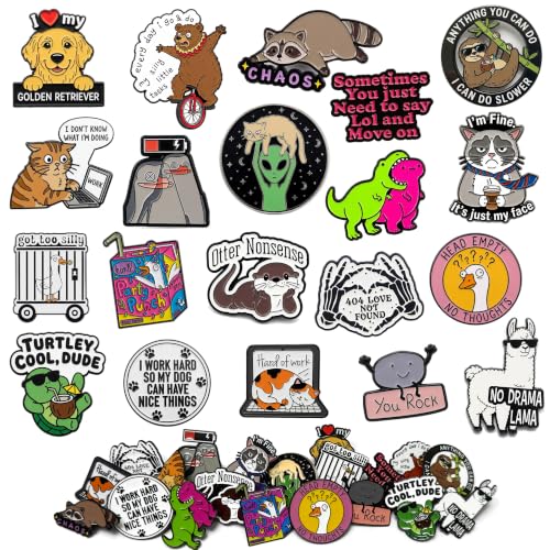 Sowpopy 20 Pcs Funny Enamel Pins Bulk, Cute Backpack Pins Cool Fun Badge Lapel Pins for Backpacks, Hats, Bags, Adults