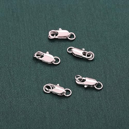 5Pcs Lobster Clasps for Jewelry Making, Bracelet Clasps and Closures | White Gold Jewelry Clasp, Necklace Clasp, Lobster Claw Clasps with Jump Rings for DIY Necklace Bracelets 10x4mm - color: White Gold