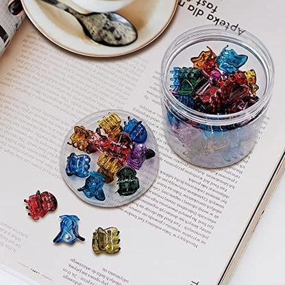 50 PCS Mini Hair Claw Clips， Bangs Strong Grip Multifunction Clamp Clips. (Transparent color) - color: Transparent color
