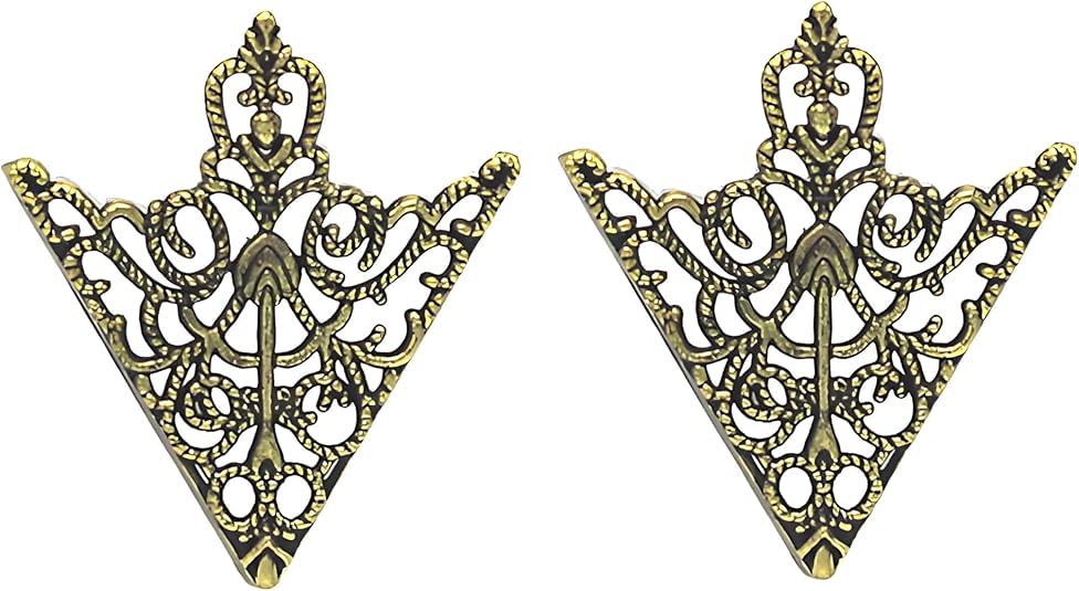 5 Pairs Retro Hollow Pattern Shirt Collar Brooches For Women And Men Gold Plated Triangle & Simple Elegant Double Leaf Collar Pin Brooches Gold Silver Plant Brooch Jewelry - style: Broze sj