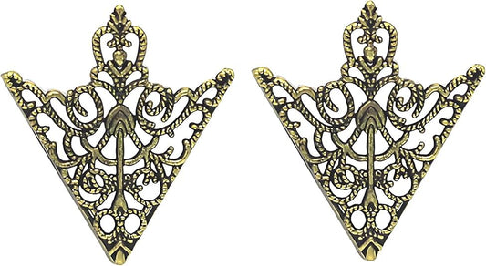 5 Pairs Retro Hollow Pattern Shirt Collar Brooches For Women And Men Gold Plated Triangle & Simple Elegant Double Leaf Collar Pin Brooches Gold Silver Plant Brooch Jewelry - style: Broze sj