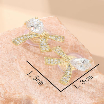 Ear Cuffs Earrings for Women Non Piercing Cartilage Cuff Wrap Clip on Earrings Trendy Pearl Rhinestone Tassel Chain Earrings Jewelry for Women - color: CZ Bow Ear Cuff
