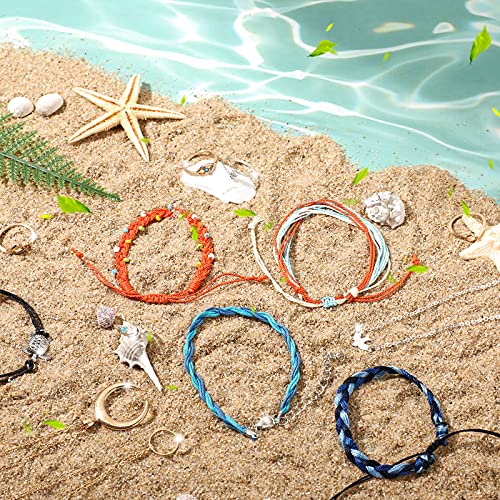 Batiyeer 60 Pcs Boho Surfer Wave Bracelet and Necklace Set for Women, Summer Beach Y2k Layered Choker Anklets Knuckle Rings - style: 60 Pcs