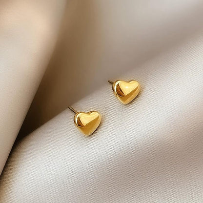 Gold Plated stainless steel Heart Earrings Chunky Statement Studs for Women Sweet Love Studs Earrings Friendship Teardrop Dangle - color: Gold-plated style