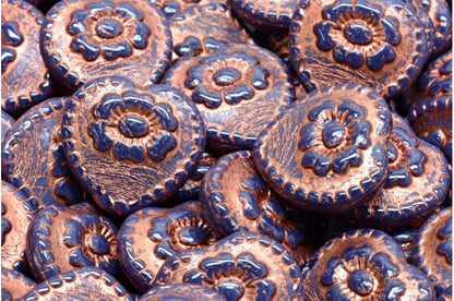 2.1oz (60 g) Mix of Unique Czech Bohemia Glass Pressed Beads, Crazy Purple Green Copper, Table Cut, Matte and Glossy, Faceted Fire Polish, Hand Made Set Kit BCV - color: Crazy 1 Violet Purple Green Copper Mix