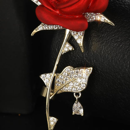 Red Rose Flower Brooches and Pins for Women Costume Jewelry Brooch Pins Broches Jewelry for Women Elegant Lady Pin - style: Red2687