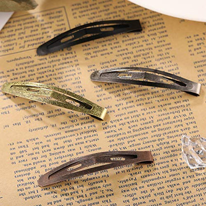 Oval Metal Hair Clips, Funtopia 40 Pcs 2.4" Snap Hair Clips Barrettes | Long Contour Hair Clip Hairpins for Women Girls Men (Classic Color) - color: 1. Classic Color