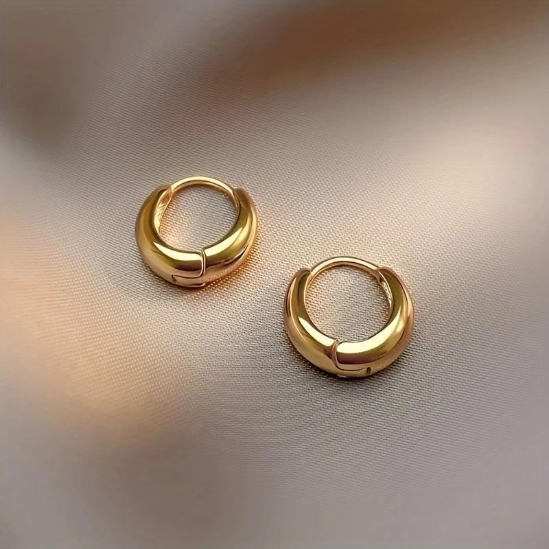 2Pcs/Pair Elegant Stainless Steel Hypoallergenic French Hoop Earrings,Comfort Retro Sexy Design,Christmas Gifts for Fashionable Women - color: Golden