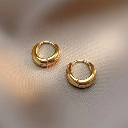 2Pcs/Pair Elegant Stainless Steel Hypoallergenic French Hoop Earrings,Comfort Retro Sexy Design,Christmas Gifts for Fashionable Women - color: Golden