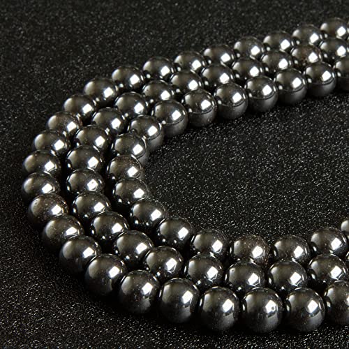 100pcs 6mm Black Hematite Beads Natural Gemstone Beads Round Loose Beads for Jewelry Making - color: Black Hematite, size: 6mm