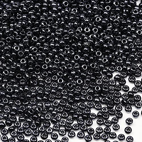 Bala&Fillic Black Pearl Color 3mm Seed Beads About 3600pcs/100Grams in Bag, 8/0 Glass Craft Beads for Making Bracelet and Necklace (Black Pearl) - color: Black Pearl