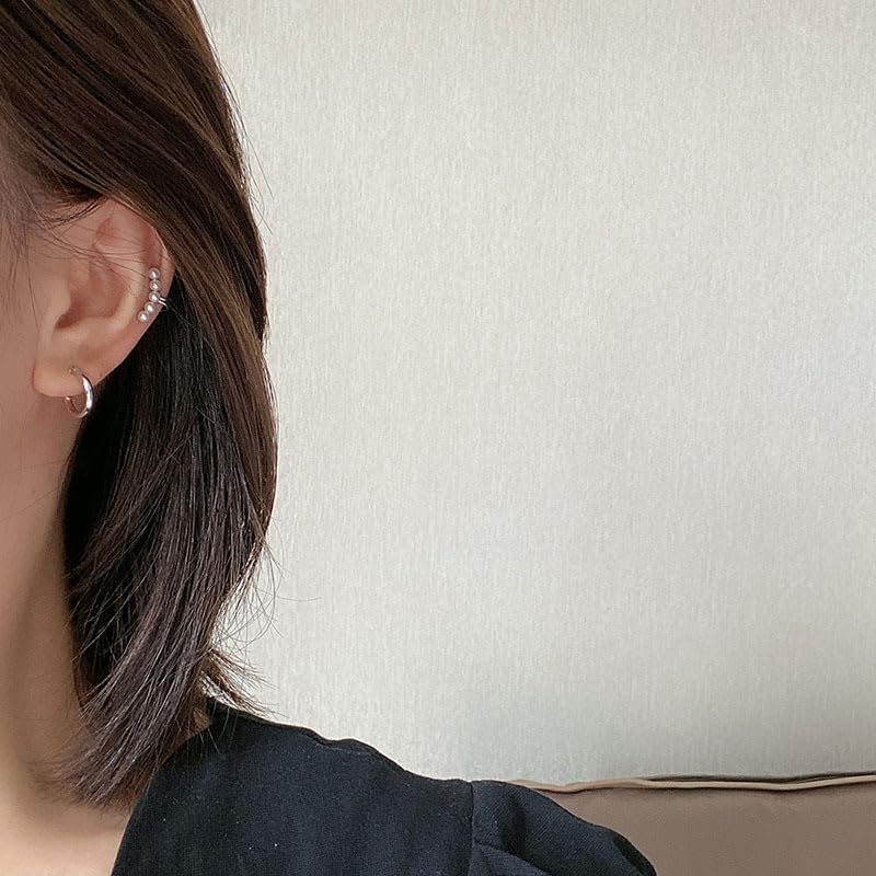 Ear Cuffs Earrings for Women Non Piercing Cartilage Cuff Wrap Clip on Earrings Trendy Pearl Rhinestone Tassel Chain Earrings Jewelry for Women - color: Rose Gold Pearl Ear Cuff