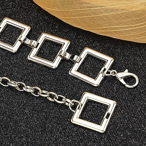 Women's Chain Belt Metal Waist Belt Chunky Belly Link Belt - color: 23025 Silver, size: S: 41.3 in
