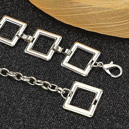 Women's Chain Belt Metal Waist Belt Chunky Belly Link Belt - color: 23025 Silver, size: M: 47.2 in