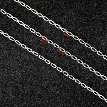 UMAOKANG 32.8 Feet Silver Jewelry Chain for Jewelry Making Silver Plated Brass Chain Roll Women Necklace Bracelet DIY Embossed Oval Cable Chain - color: Silver Embossed Oval