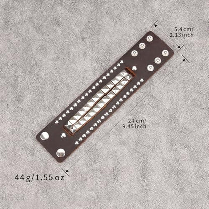 GelConnie Punk Leather Cuff Bracelet Adjustable Straps Wrap Bracelets Arm Armor Cuff Gothic Leather Wristbands for Men, Women - color: MLPB099-Brown