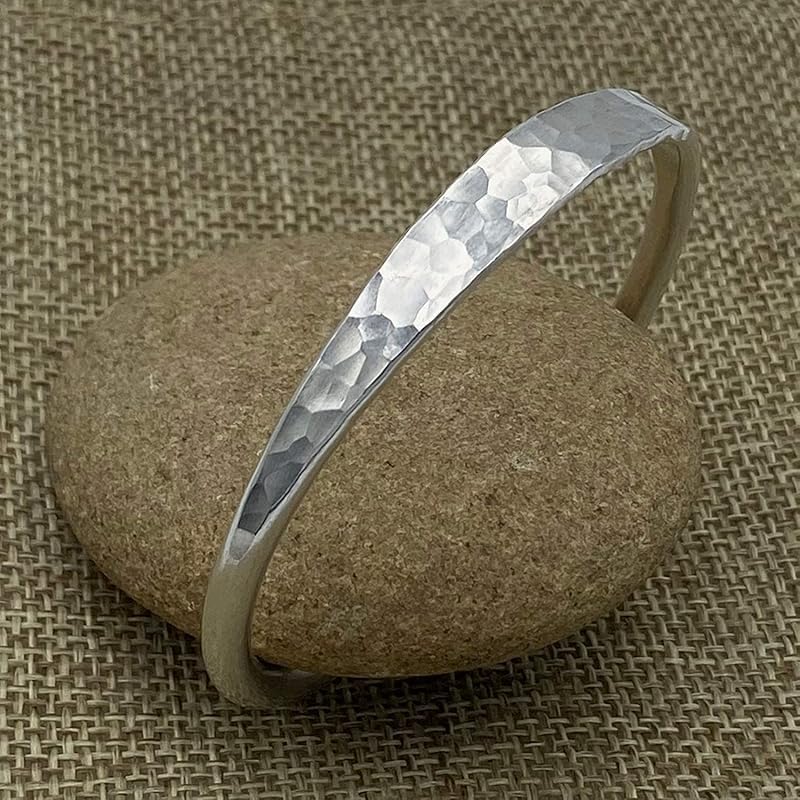 925 Sterling Silver Hammered Cuff Bangle Bracelet for unisex, Slender Skinny Stackable Adjustable Bangles, Stacking Bracelets, Handmade Hammered Bangle Bracelet BY ISHU JEWELLER - size: 7.5 inch