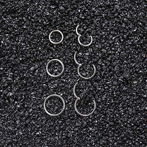 SCERRING 18G Stainless Steel Hinged Clicker Segment Septum Nose Lip Ring Hoop Cartilage Tragus Sleeper Earrings Body Piercing Jewelry 6mm 8mm 10mm 6PCS - color: 3 Pairs - Silver