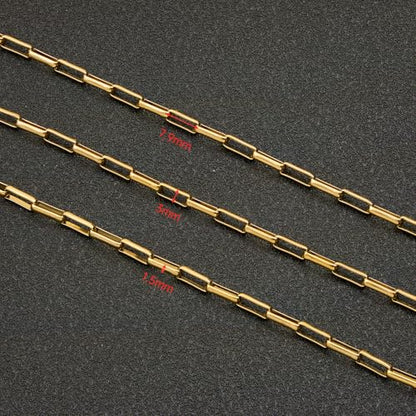 UMAOKANG 16.4 Feet Gold Plated Stainless Steel Chains for Jewelry Making Box Chain Link with Jump Rings and Lobster Clasps - color: Box Gold