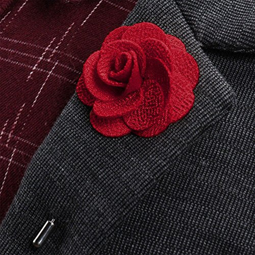 Gentleman's Essentials Premium Handmade Flower Lapel Pin Boutonniere - color: Champagne Gold [Begonia]