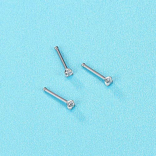 ZS 6-14PCS 20g Tiny Nose Stud Ring Piercing Surgical Steel Nose Bone/L Shaped/Nose Screws Rings Set - color: B:10pcs Nose Bone Style(White)