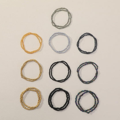 18-20PCS Colorful Bohemia Seed Beaded Bracelets Set Stackable Boho Stretch Bangle Bracelets Multilayer Boho Anket Concert Summer Beach Vaction Surf Jewelry Accessory - color: Golden Black-20pcs