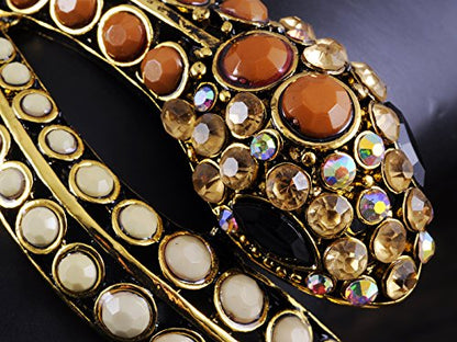 Alilang Womens Golden Tone Brown Ivory Beaded Egyptian Exotic Snake Bangle Bracelet - color: Golden