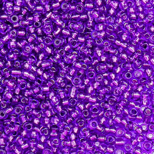 2000pcs Glass Seed Beads Bulk, 4mm 6/0 Mini Pony Spacer Small Individual Color Seed Beads for DIY Bracelet Necklaces Wrist Jewelry Making, Frosted Silver Purple - color: Frosted Silver Purple