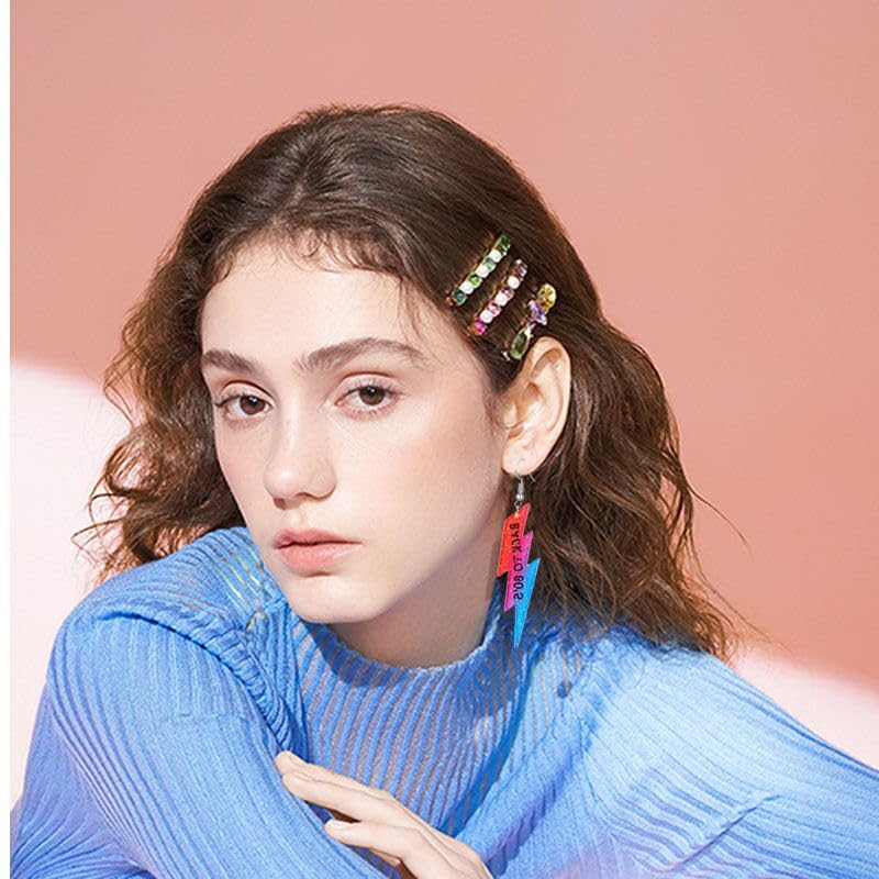 ONLYJUMP Acrylic Exaggerated Lightning Earrings Statement Punk Retro Geometric Delicate Neon Personalized Earrings Accessory Jewelry for Women - color: Red sd