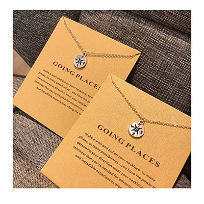 Baydurcan Friendship Anchor Compass Necklace Good Luck Elephant Pendant Chain Necklace with Message Card Gift Card - style: Compass style3
