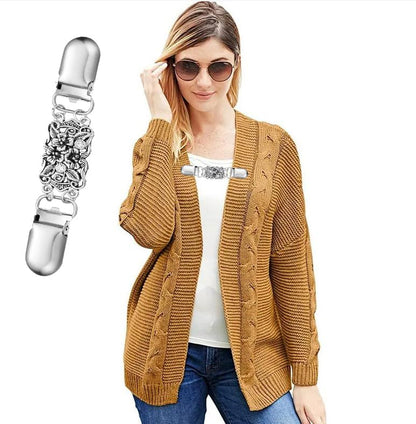 Vintage Sweater Clips Shawl Dresses Shirt Clips Retro Cardigan Collar Chain Clips Brooch Pins for Women - style: Style 13