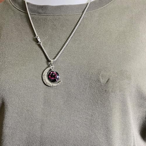 Stainless Steel Mens Necklace 12 Zodiac Moon Galaxy Pendant Necklace,22.8 Inch Stainless Steel Chain, 1.13 Inch Aries/Pisces Celestial Crescent Moon Star Sign Charm Jewelry - style: Scorpio（10.24-11.22）