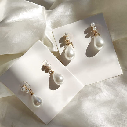 Pearl Clip on Earrings for Women Drop Clip Earrings for Women Gold Plated White Imitation Pearl Earrings Fashion - color: Waterdrop Pearl