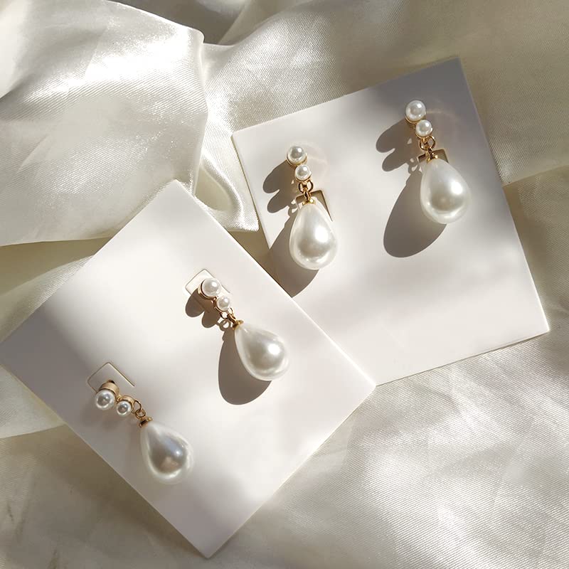 Pearl Clip on Earrings for Women Drop Clip Earrings for Women Gold Plated White Imitation Pearl Earrings Fashion - color: Waterdrop Pearl