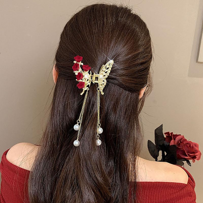 Butterfly Hair Clips - Flower Hair Clip for Women - Small Cute Rhinestone Mini Hairpins - 1PCS - color: Flower Butterfly