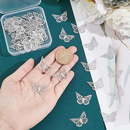 UNICRAFTALE Butterfly Flower Charms Stainless Steel Charms Back Bezel Pendants Metal Charms Animal Charms for DIY UV Resin Pressed Flower Crafts Necklace Bracelet Jewelry Making - style: Butterfly Charm